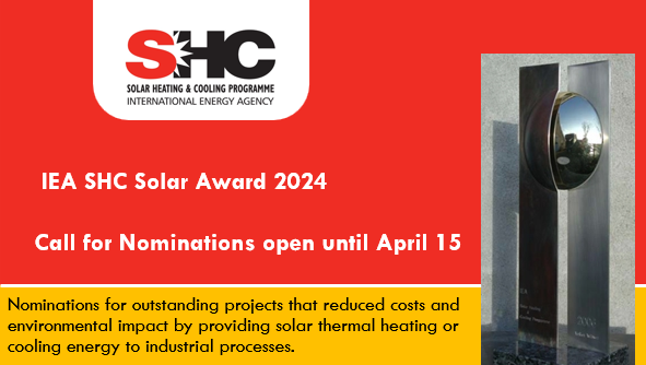  Solar Award recognizes outstanding solar thermal installation for process heating or cooling