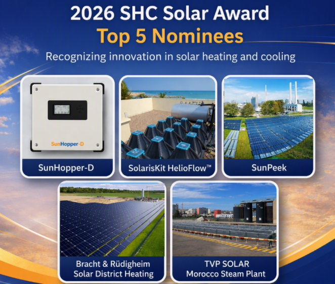 IEA SHC Solar Award 2026 – five projects and products shortlisted